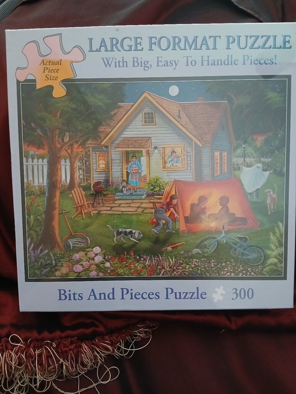 Bits And Pieces 300-Piece Large Format Puzzle - Cottage Campfire Scene